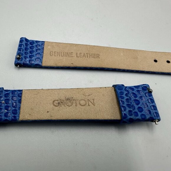 Croton Blue Replacement Watch Band 14MM Embossed Leather Silver Buckle - Picture 4 of 6